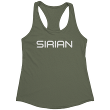 Load image into Gallery viewer, Sirian_Tank_Top_-_White_Text_for_Women_-_Military_Green_Mockup.png_15370093