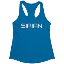 Load image into Gallery viewer, Sirian_Tank_Top_-_White_Text_for_Women_-_Turquoise_Mockup.png_15370106