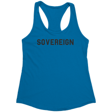 Load image into Gallery viewer, Sovereign_Tank_Top_-_Black_Text_for_Wome_Turquoise_Mockup.png_15369784