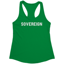 Load image into Gallery viewer, Sovereign_Tank_Top_-_White_Text_for_Wome_Kelly_Green_Mockup.png_15369797