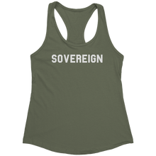 Load image into Gallery viewer, Sovereign_Tank_Top_-_White_Text_for_Wome_Military_Green_Mockup.png_15369800
