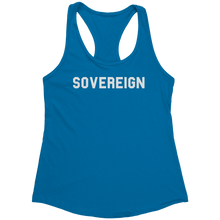 Load image into Gallery viewer, Sovereign_Tank_Top_-_White_Text_for_Wome_Turquoise_Mockup.png_15369806