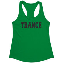 Load image into Gallery viewer, Trance_Tank_Top_-_Black_Text_for_Women_-_Kelly_Green_Mockup.png_15369869