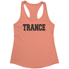 Load image into Gallery viewer, Trance_Tank_Top_-_Black_Text_for_Women_-_Light_Orange_Mockup.png_15369870