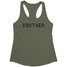 Load image into Gallery viewer, Truther_Tank_Top_-_Black_Text_for_Women__Military_Green_Mockup.png_15369884