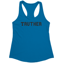 Load image into Gallery viewer, Truther_Tank_Top_-_Black_Text_for_Women__Turquoise_Mockup.png_15369888
