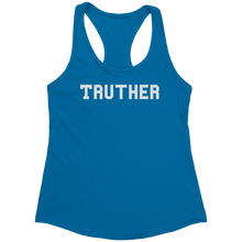Load image into Gallery viewer, Truther_Tank_Top_-_White_Text_for_Women__Turquoise_Mockup.png_15369908