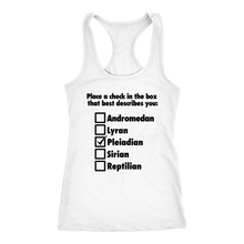 Load image into Gallery viewer, Women&#39;s Pleiadian Tank Top T Shirt - Black Text