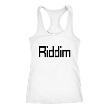 Load image into Gallery viewer, women&#39;s white Riddim EDM tank top t-shirt