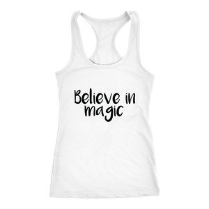 women's white believe in magic tank top t-shirt