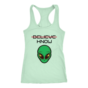 Women's Alien T-Shirt - Believe, Know - Black Text