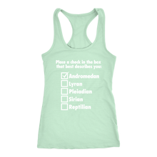 Load image into Gallery viewer, women&#39;s lime green andromedan alien tank top t-shirt