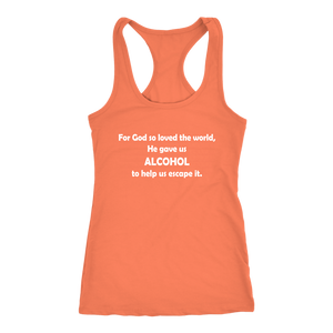 women's orange alcohol tank top t-shirt