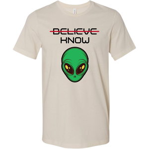 Men's Alien T-Shirt - Believe, Know - Black Text