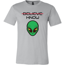 Load image into Gallery viewer, Men&#39;s Alien T-Shirt - Believe, Know - Black Text