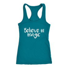 Load image into Gallery viewer, Women&#39;s Believe in Magic T-Shirt White Text