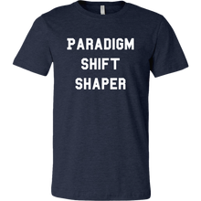 Load image into Gallery viewer, men&#39;s heather dark blue paradigm shift shaper t-shirt