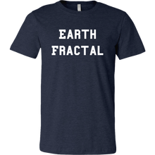 Load image into Gallery viewer, Men&#39;s Heather Navy Blue white Text Earth Fractal T-Shirt