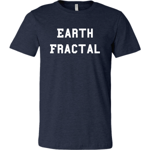 Men's Heather Navy Blue white Text Earth Fractal T-Shirt