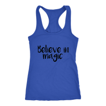Load image into Gallery viewer, women&#39;s blue believe in magic tank top t-shirt