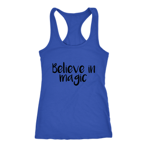 women's blue believe in magic tank top t-shirt