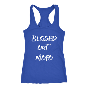 women's blue blissed out mofo tank top t-shirt