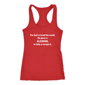 women's red alcohol tank top t-shirt
