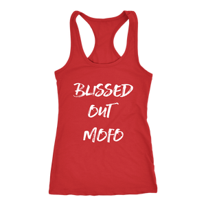 women's red blissed out mofo tank top t-shirt