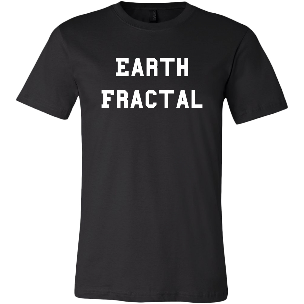 Men's Earth Fractal White Text T-Shirt