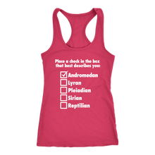 Load image into Gallery viewer, women&#39;s hot pink andromedan alien tank top t-shirt