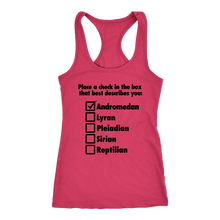 Load image into Gallery viewer, women&#39;s hot pink andromedan alien t-shirt tank top