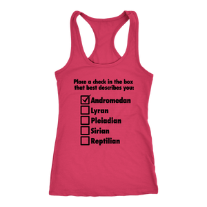 women's hot pink andromedan alien t-shirt tank top