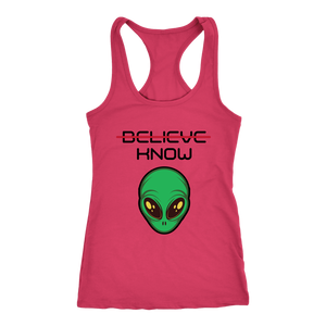 Women's Alien T-Shirt - Believe, Know - Black Text