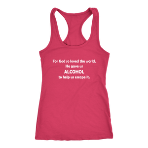 women's coral pink alcohol tank top t-shirt