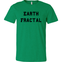 Load image into Gallery viewer, Men&#39;s Heather green black text Earth Fractal T-Shirt