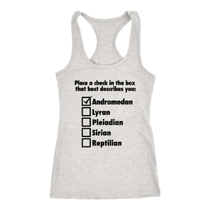 Women's heather gray andromedan alien t-shirt tank top