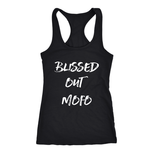 women's black blissed out mofo tank top t-shirt