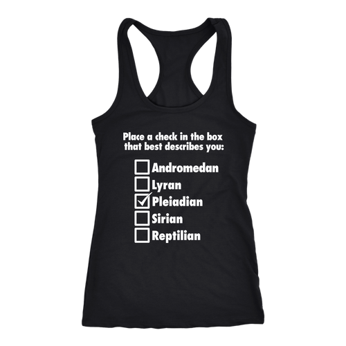 Women's Pleiadian Tank Top T Shirt - White Text