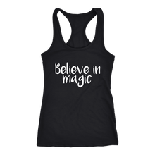 Load image into Gallery viewer, women&#39;s black believe in magic tank top t-shirt