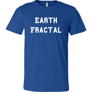 Men's Heather Blue white text Earth Fractal T-shirt