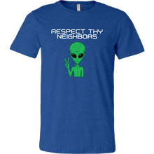 Load image into Gallery viewer, Men&#39;s Alien T-Shirt - Respect Thy Neighbors - White Text