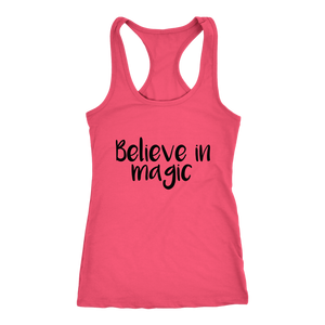women's coral pink believe in magic tank top t-shirt