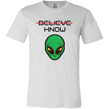 Load image into Gallery viewer, Men&#39;s Alien T-Shirt - Believe, Know - Black Text