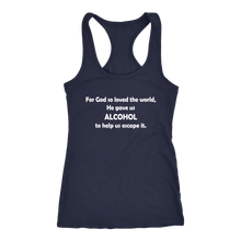 Load image into Gallery viewer, women&#39;s navy alcohol tank top t-shirt
