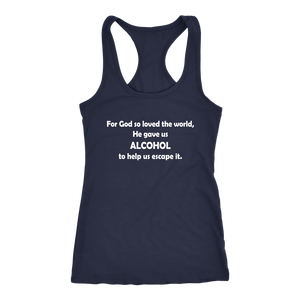 women's navy alcohol tank top t-shirt