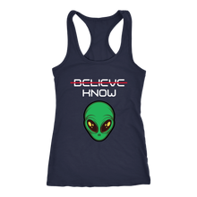 Load image into Gallery viewer, Women&#39;s Alien T-Shirt - Believe, Know - White Text