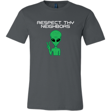Load image into Gallery viewer, Men&#39;s Alien T-Shirt - Respect Thy Neighbors - White Text