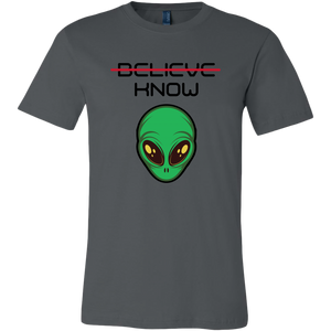 Men's Alien T-Shirt - Believe, Know - Black Text