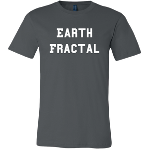 Men's gray white text Earth Fractal T-Shirt