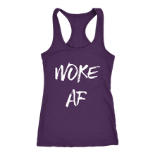 Load image into Gallery viewer, Women&#39;s Woke AF T Shirt - White Text